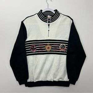 Vintage Ellesse 1/4 Zip Pullover Long Sleeve Sweater Stripes Color Block Large